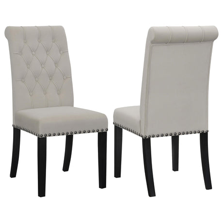 Coaster Alana Velvet Upholstered Dining Side Chair Sand (Set of 2)