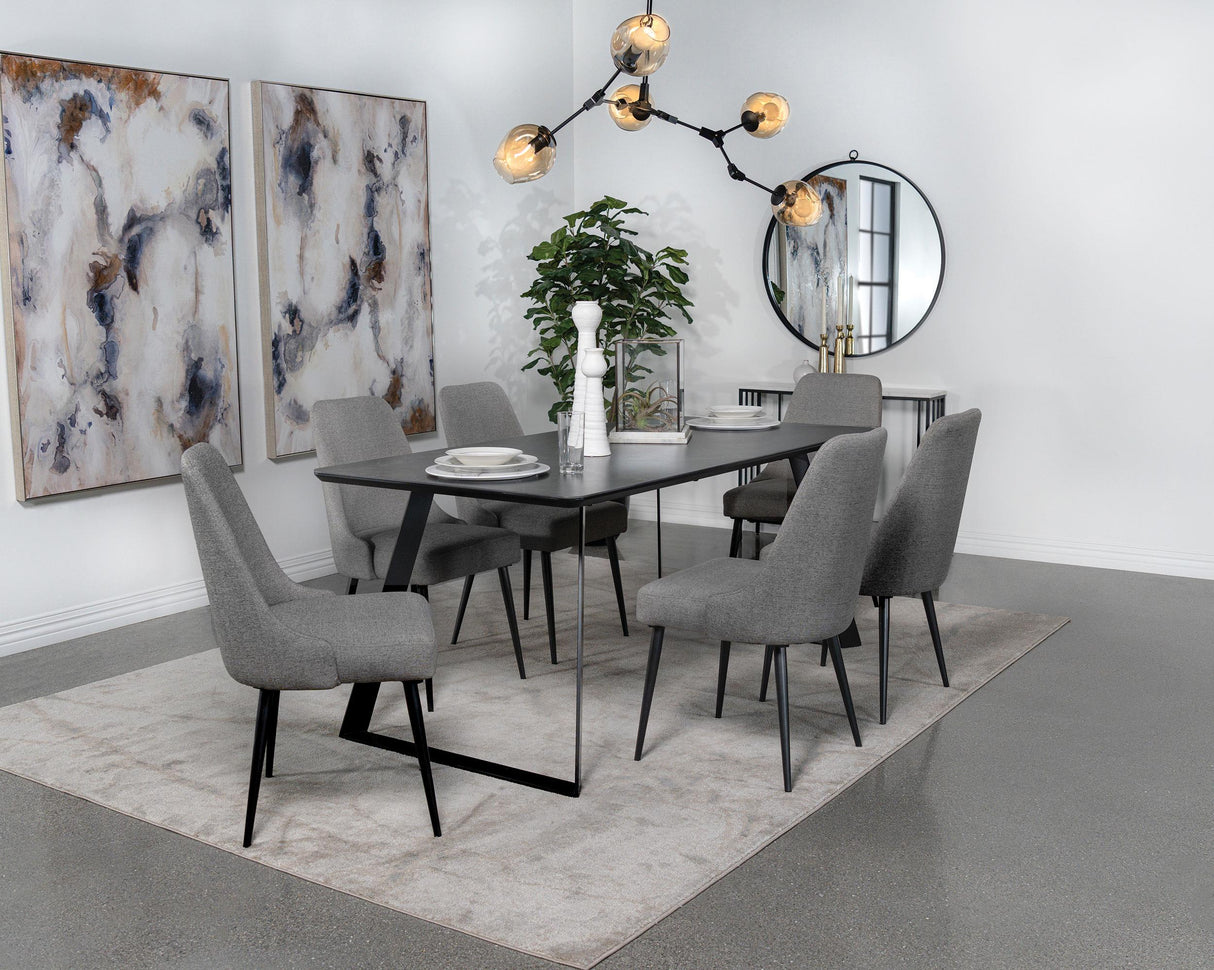 Coaster Smith 7-piece Rectangular Ceramic Top Dining Table Set Black