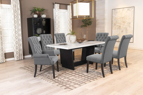 Coaster Sherry 7-piece Rectangular Marble Top Dining Table Set Grey