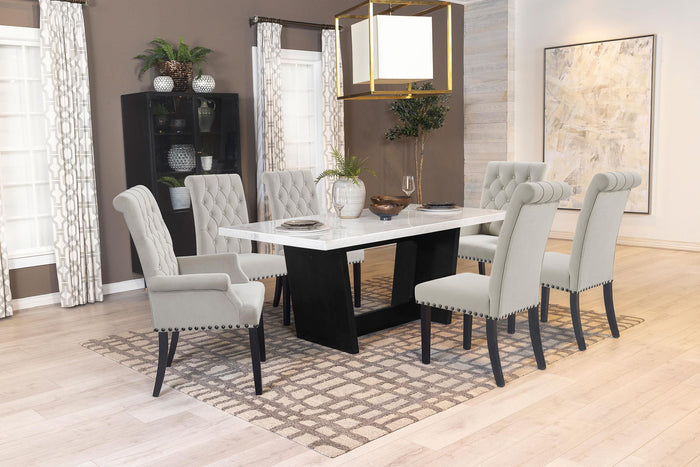 Coaster Sherry 7-piece Rectangular Marble Top Dining Table Set Sand