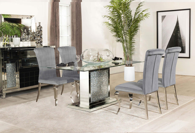 Coaster Marilyn 5-piece Rectangular Mirrored Dining Table Set Grey
