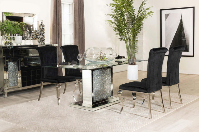 Coaster Marilyn 5-piece Rectangular Mirrored Dining Table Set Black