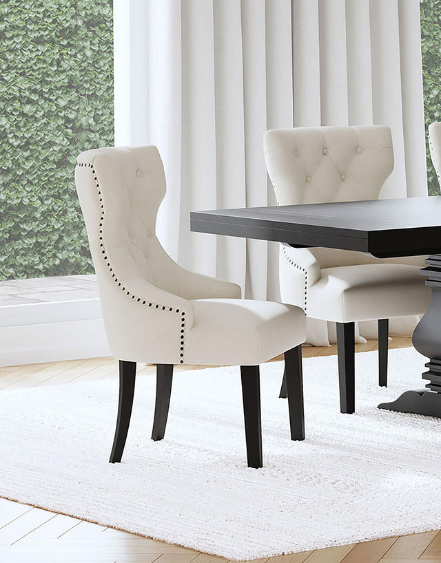 Coaster Baney Fabric Upholstered Dining Side Chair Beige and Black