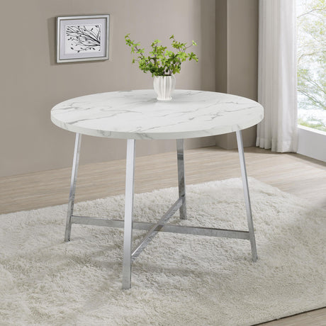 Coaster Alcott Round 45-inch Dining Table Carrara Faux Marble