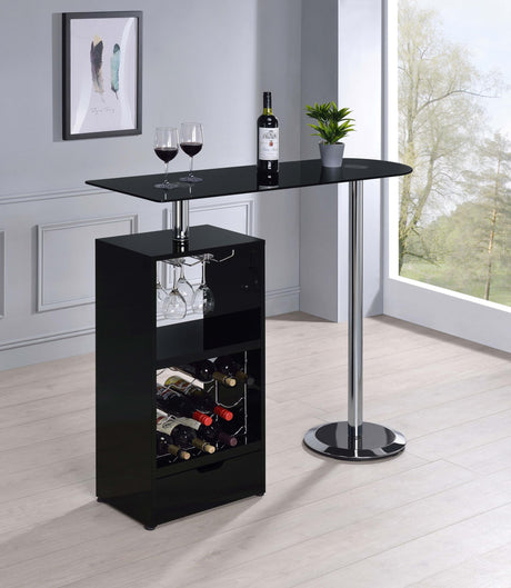 Coaster Koufax 48-inch Pub Height Bar Table Black High Gloss