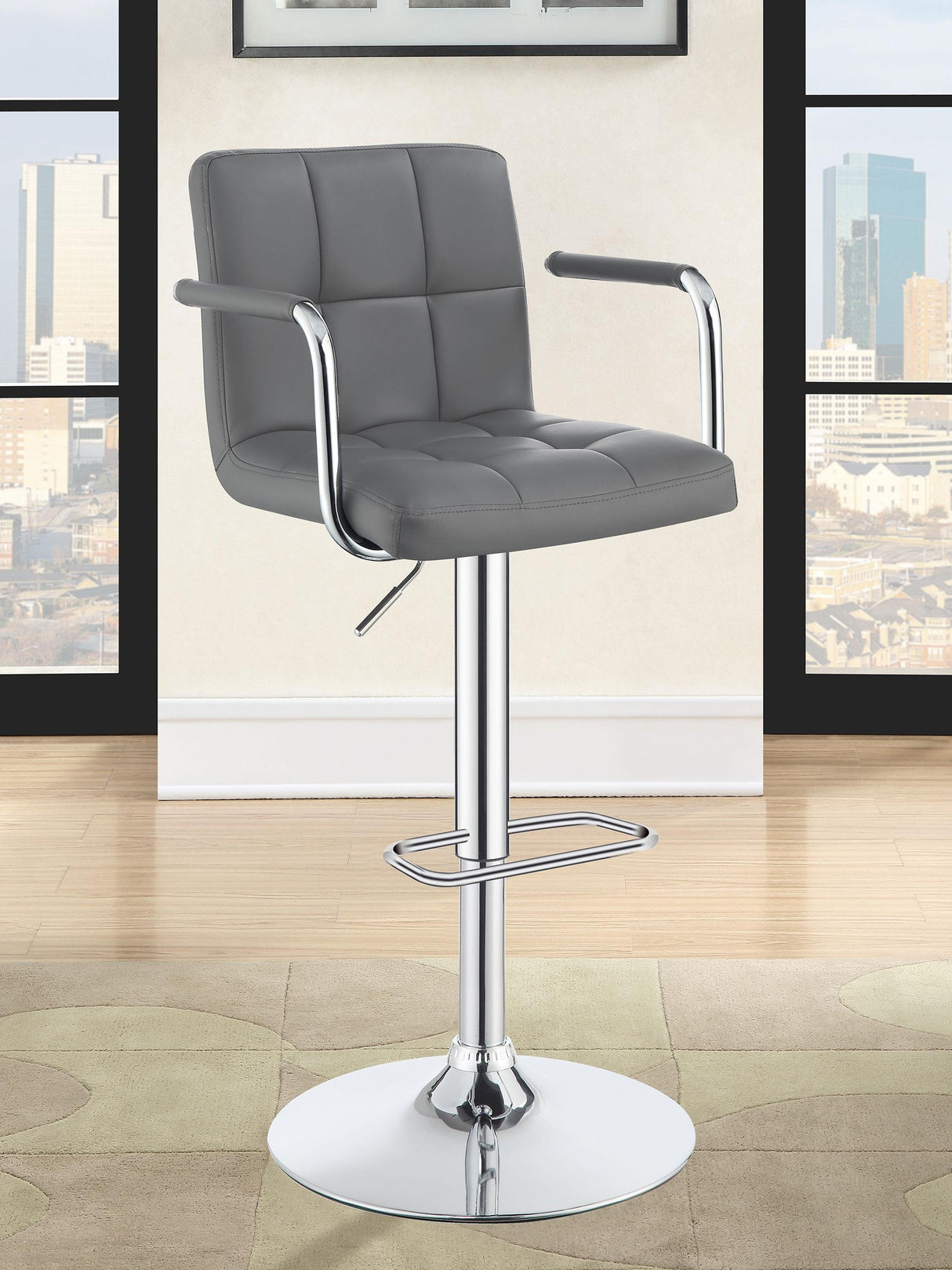 Coaster Palomar Adjustable Height Bar Stool Grey and Chrome