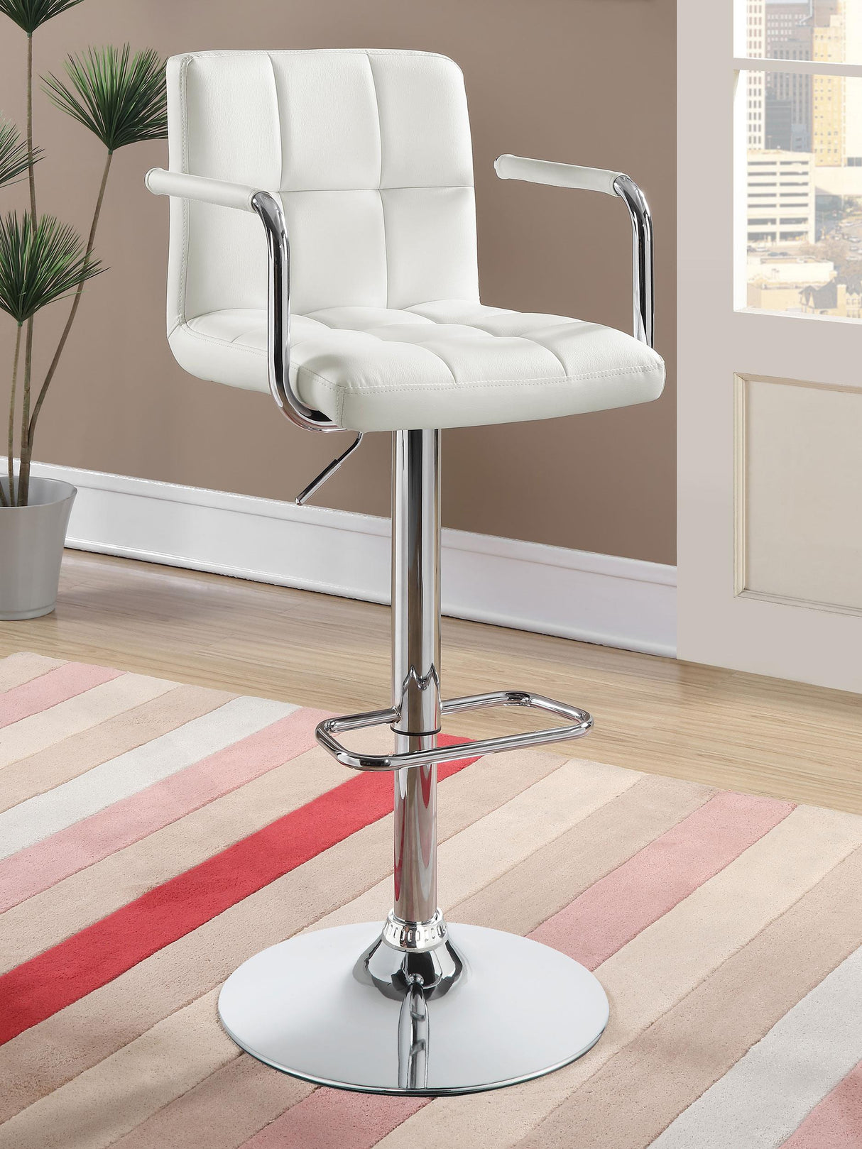 Coaster Palomar Adjustable Height Bar Stool White and Chrome