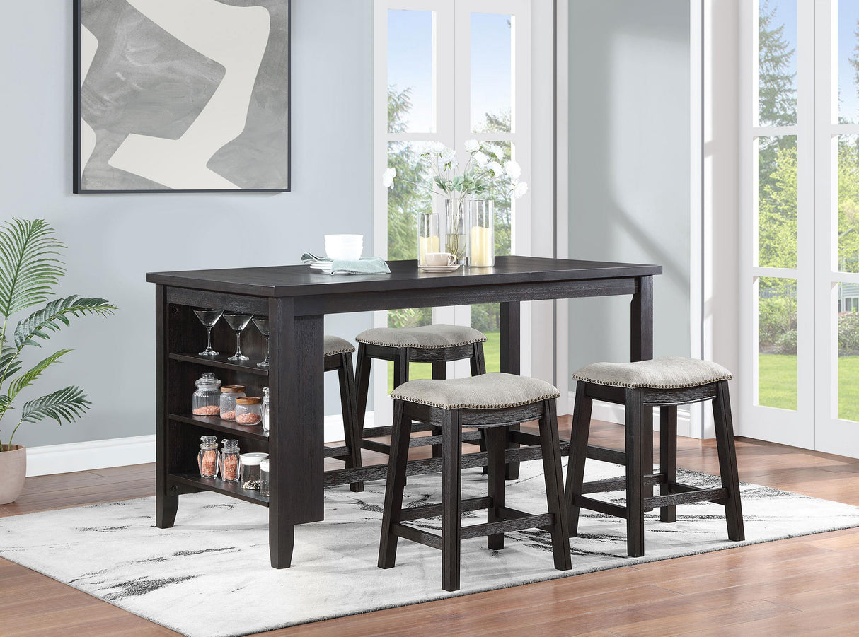Coaster Elliston 5-piece Counter Height Dining Table Set Dark Grey