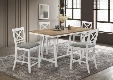Coaster Hollis 5-piece Counter Height Dining Set Brown and White