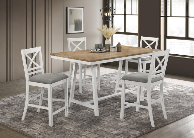 Coaster Hollis 5-piece Counter Height Dining Set Brown and White