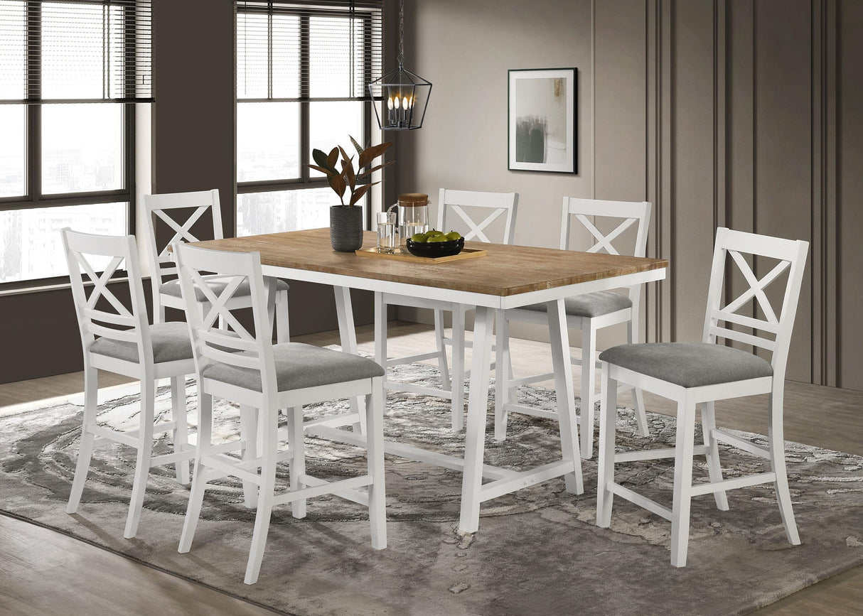 Coaster Hollis 7-piece Counter Height Dining Set Brown and White