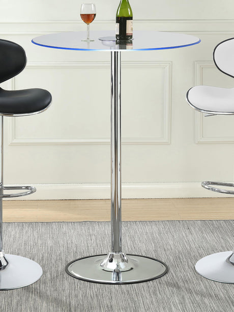 Coaster Thea Round 28-inch Glass Top LED Bistro Bar Table Chrome