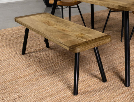 Coaster Maverick Wood Dining Bench Natural Mango and Black