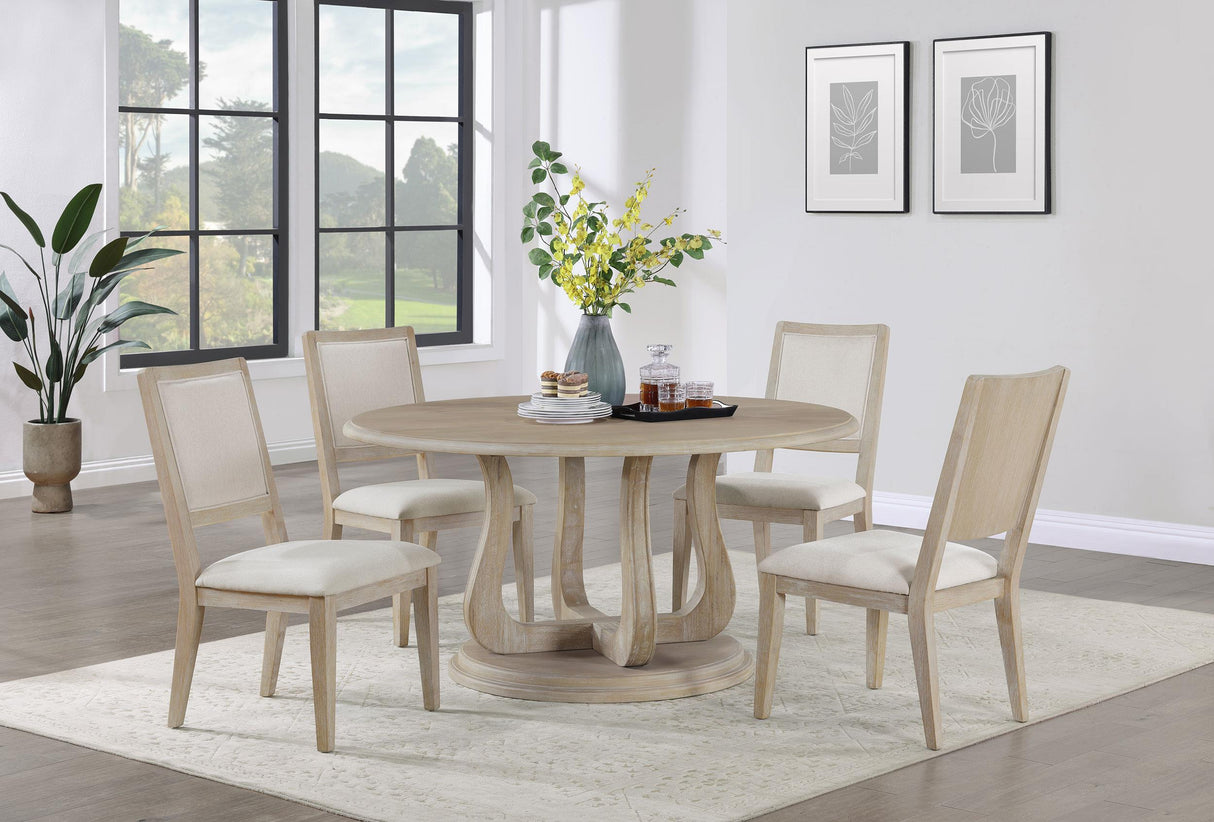 Coaster Trofello 5-piece Round Dining Table Set White Washed