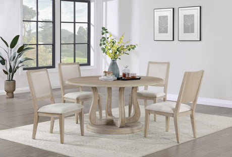 Coaster Trofello 5-piece Round Dining Table Set White Washed