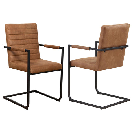 Coaster Nate Upholstered Dining Arm Chair Antique Brown (Set of 2)