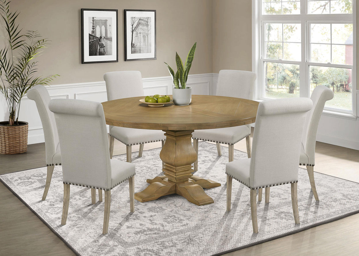 Coaster Florence 7-piece Round Dining Table Set Rustic Honey