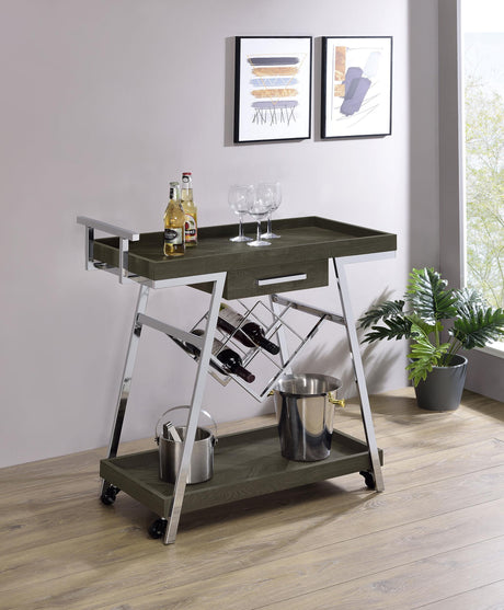 Coaster Kinney 1-drawer Engineered Wood Bar Cart Rustic Grey