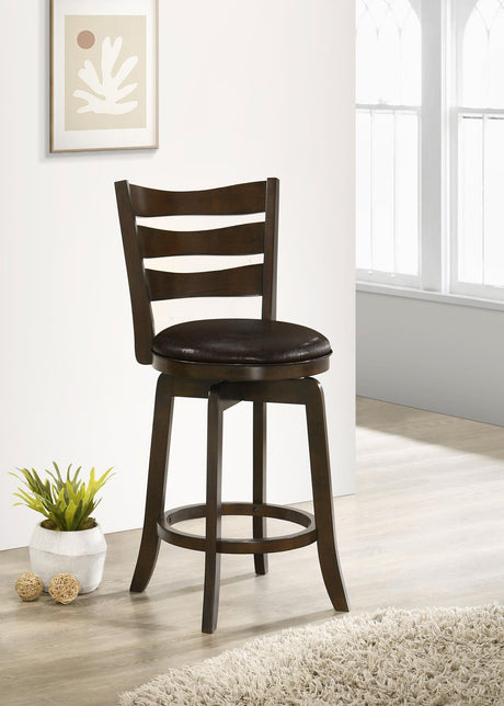 Coaster Murphy Wood Counter Height Swivel Bar Chair Dark Brown