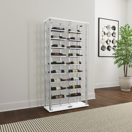 Coaster Montara Tempered Glass Wine Storage LED Curio Cabinet Chrome