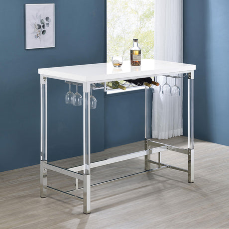 Coaster Norcrest 47-inch Acrylic Leg Bar Table White High Gloss