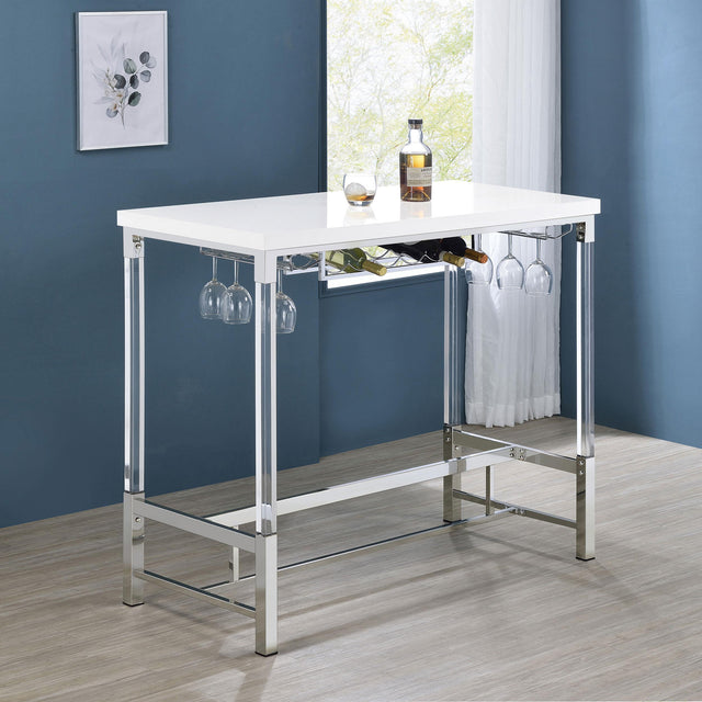 Coaster Norcrest 47-inch Acrylic Leg Bar Table White High Gloss