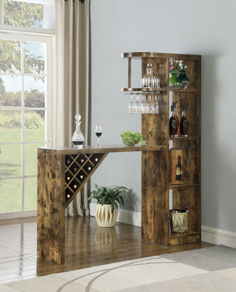 Coaster Belvedere 5-shelf Home Bar Table Wine Storage Rustic Nutmeg