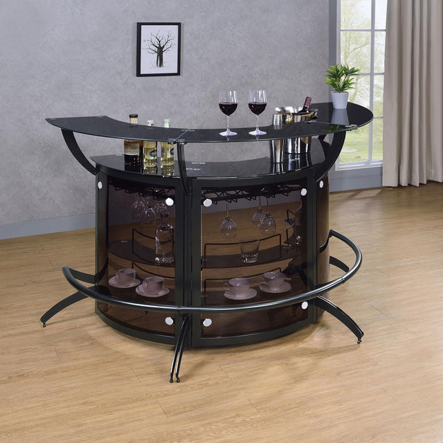 Coaster Dallas 3-piece Curved Freestanding Home Bar Cabinet Black