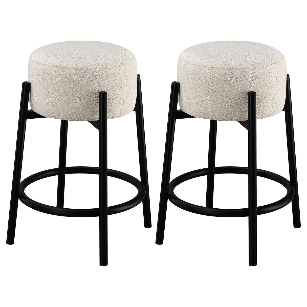 Coaster Leonard Upholstered Backless Counter Stool White (Set of 2)