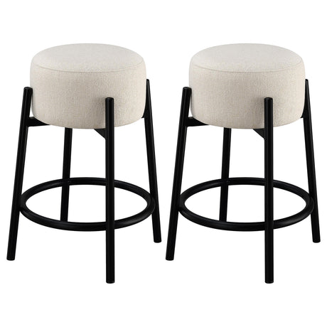 Coaster Leonard Upholstered Backless Counter Stool White (Set of 2)