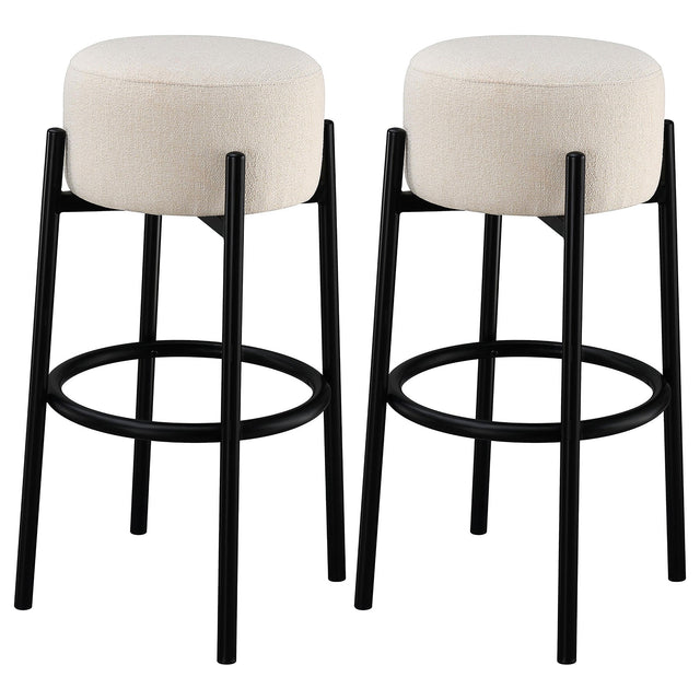 Coaster Leonard Upholstered Backless Bar Stool White (Set of 2)