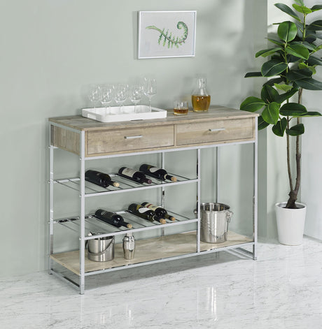 Coaster Melrose 2-drawer Home Bar Storage with Wine Rack Grey