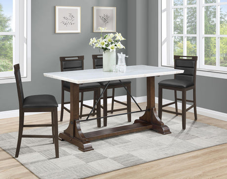Coaster Aldrich 5-piece Marble Counter Height Dining Table Set White