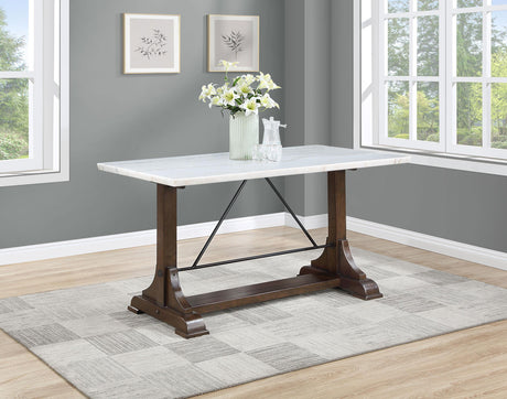 Coaster Aldrich 66-inch Marble Top Counter Height Dining Table White