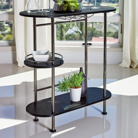 Coaster Ferguson 3-tier Home Bar Table with Stemware Rack Black Oak