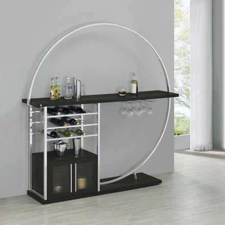 Coaster Risley 2-door Circular LED Home Bar Cabinet Dark Charcoal