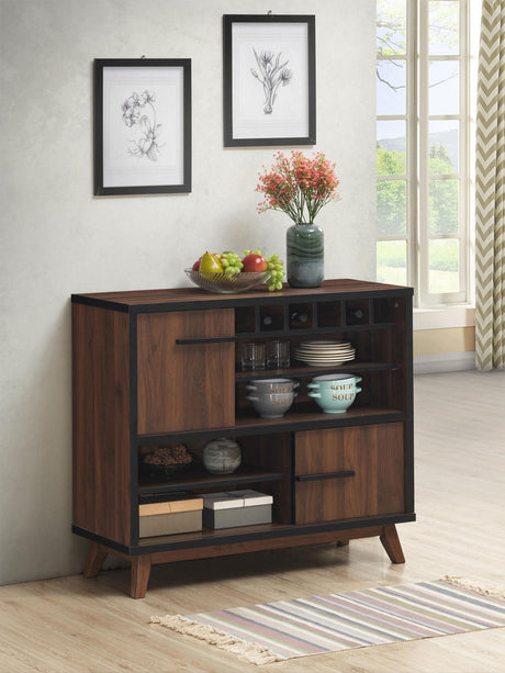 Coaster Ezekiel 2-door Home Bar Wine Storage Cabinet Walnut