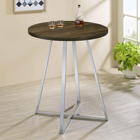 Coaster Burkhart Round 35-inch Pub Height Bistro Bar Table Brown Oak