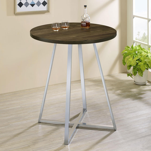 Coaster Burkhart Round 35-inch Pub Height Bistro Bar Table Brown Oak
