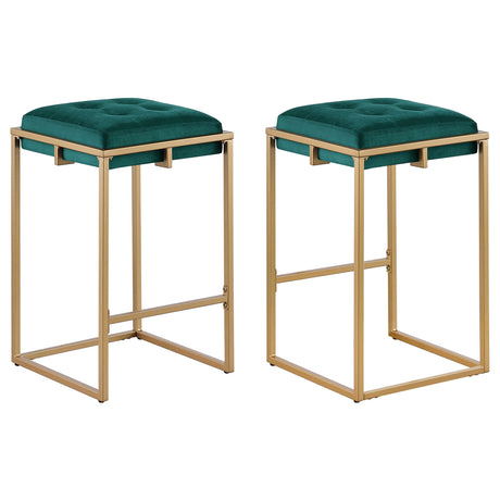 Coaster Nadia Upholstered Backless Counter Stool Green (Set of 2)