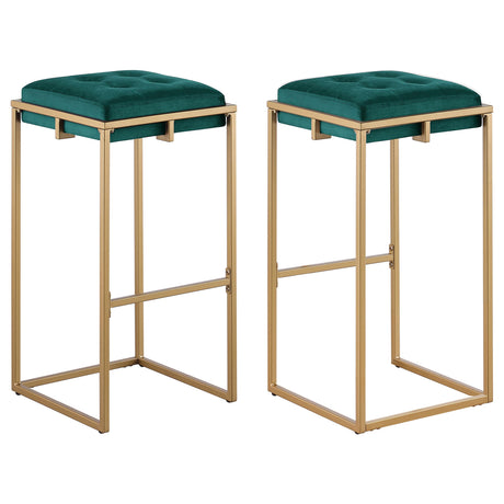 Coaster Nadia Upholstered Backless Bar Stool Green (Set of 2)