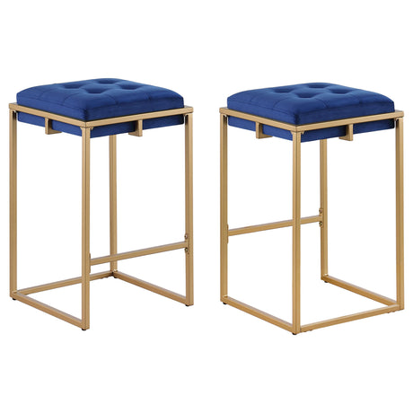 Coaster Nadia Upholstered Backless Counter Stool Blue (Set of 2)