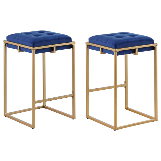 Coaster Nadia Upholstered Backless Counter Stool Blue (Set of 2)