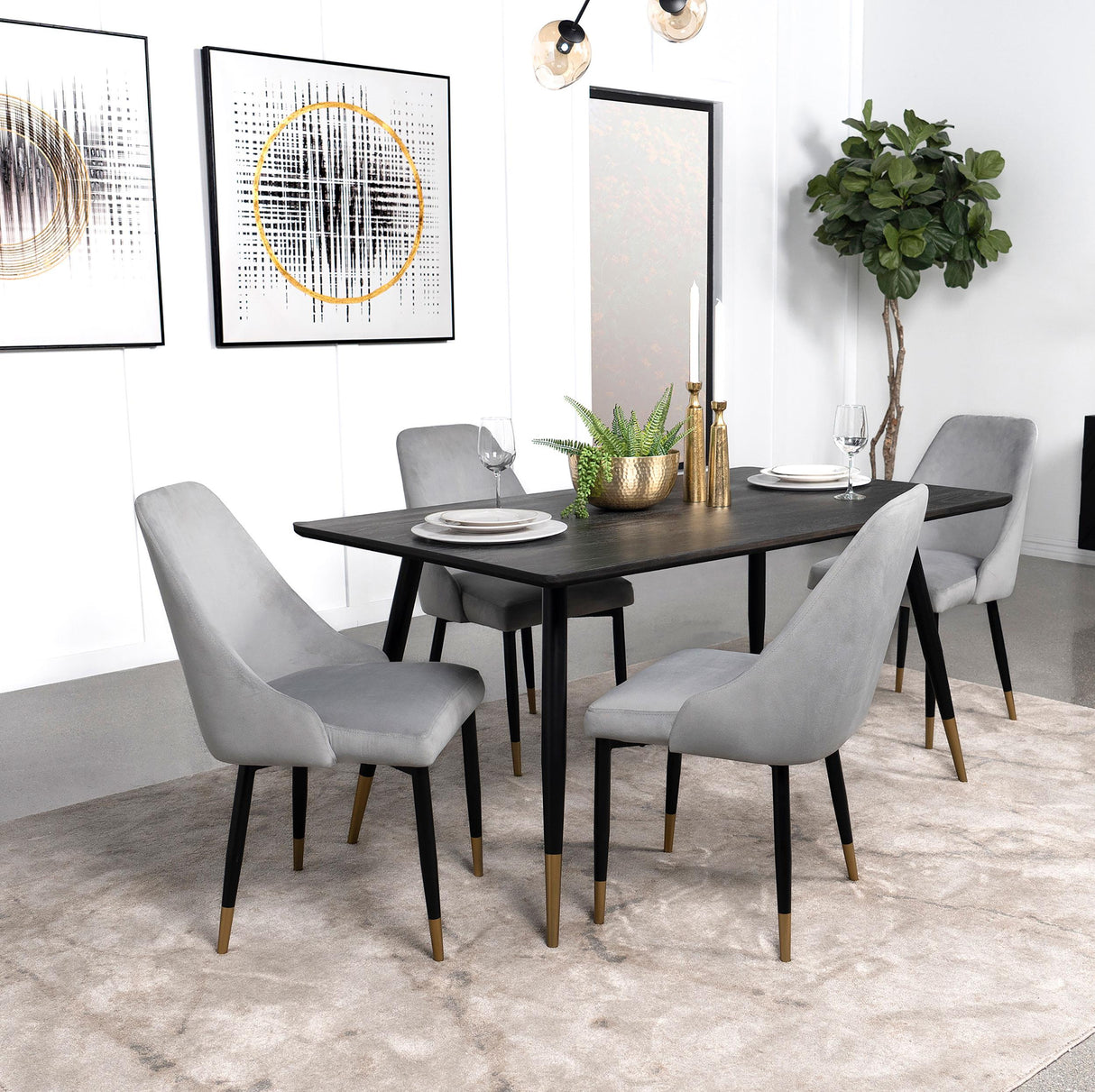 Coaster Zetta 5-piece Rectangular 60-inch Wood Dining Set Black