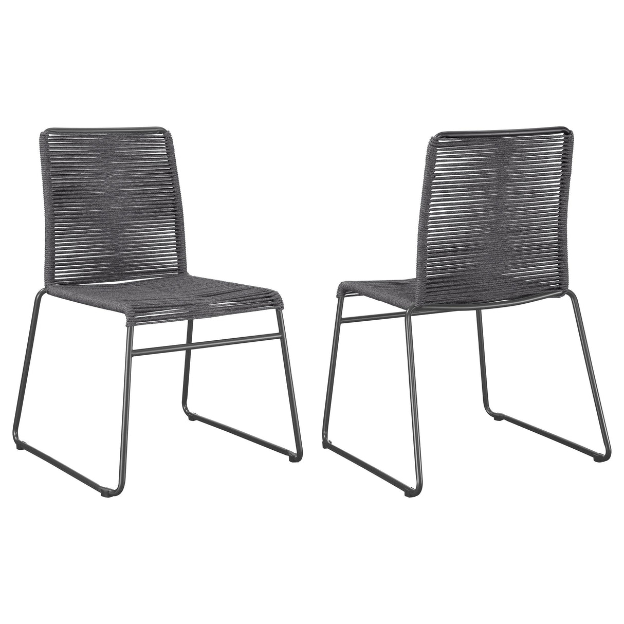 Coaster Jerome Woven Rope Stackable Side Chair Charcoal (Set of 2)