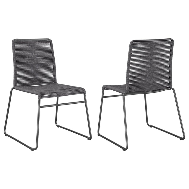 Coaster Jerome Woven Rope Stackable Side Chair Charcoal (Set of 2)