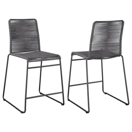 Coaster Jerome Woven Rope Metal Counter Chair Charcoal (Set of 2)