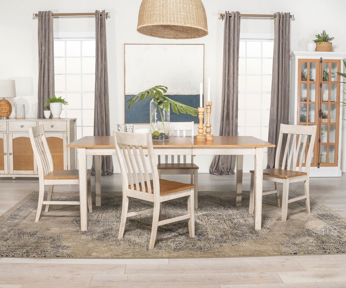 Coaster Kirby 5-piece Rectangular Dining Table Set Rustic Off White