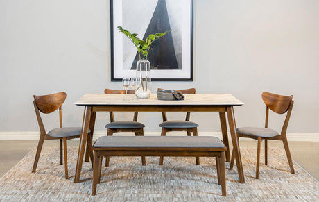 Coaster Everett 6-piece Rectangular Dining Table Set Natural Walnut