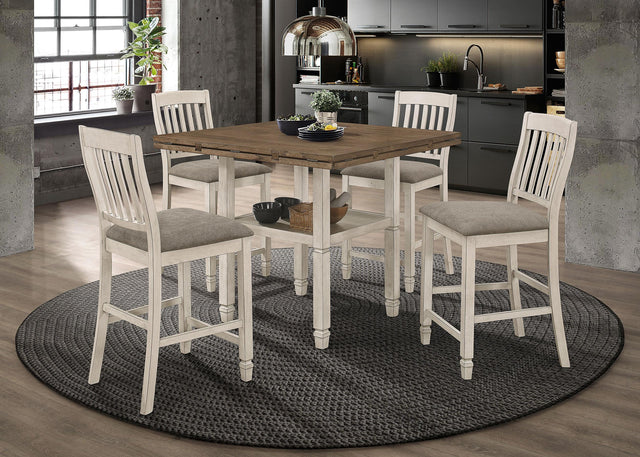 Coaster Sarasota 5-piece Drop Leaf Counter Dining Set Rustic Cream